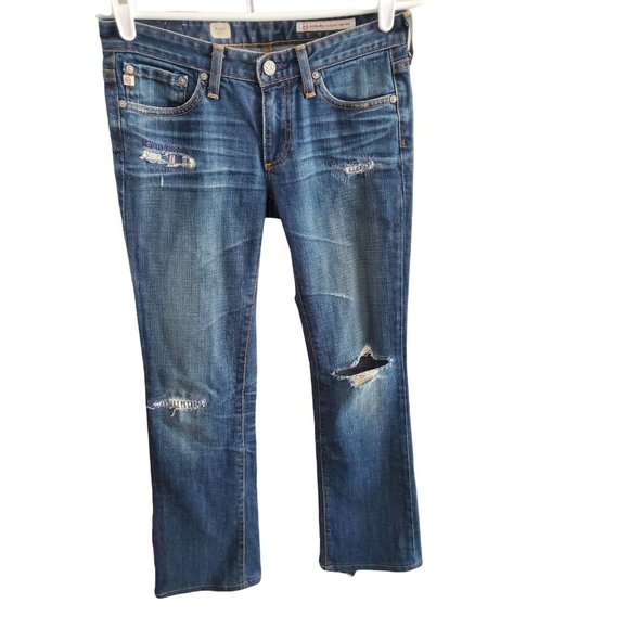 AG Adriano Goldschmied Size 26R The Angel Boot Cut Distressed Jeans (28x30)
